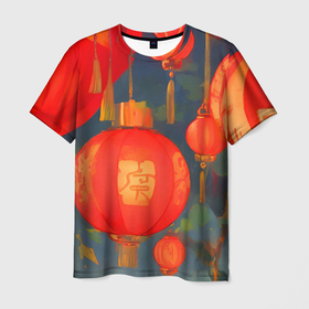 Мужская футболка 3D с принтом Лунный новый год в Петрозаводске, 100% полиэфир | прямой крой, круглый вырез горловины, длина до линии бедер | 