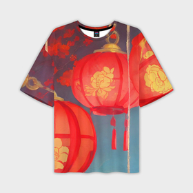 Мужская футболка oversize 3D с принтом Яркий китайский новый год в Кировске,  |  | Тематика изображения на принте: 