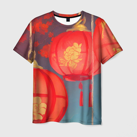 Мужская футболка 3D с принтом Яркий китайский новый год в Кировске, 100% полиэфир | прямой крой, круглый вырез горловины, длина до линии бедер | 
