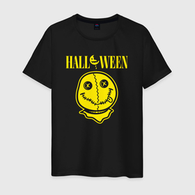 Мужская футболка хлопок с принтом Halloween Nirvana в Кировске, 100% хлопок | прямой крой, круглый вырез горловины, длина до линии бедер, слегка спущенное плечо. | 