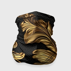 Бандана-труба 3D с принтом Золотые листья винтажные лепнина в Екатеринбурге, 100% полиэстер, ткань с особыми свойствами — Activecool | плотность 150‒180 г/м2; хорошо тянется, но сохраняет форму | 