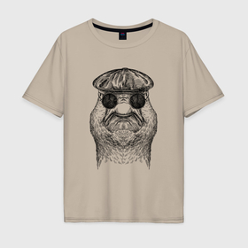 Мужская футболка хлопок Oversize с принтом Утка гопник в Курске, 100% хлопок | свободный крой, круглый ворот, “спинка” длиннее передней части | 