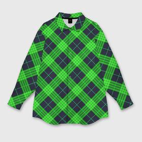 Мужская рубашка oversize 3D с принтом Шотландка сине зелёный в Санкт-Петербурге,  |  | 