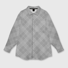 Мужская рубашка oversize 3D с принтом Серый клетчатый шотландка в Санкт-Петербурге,  |  | 