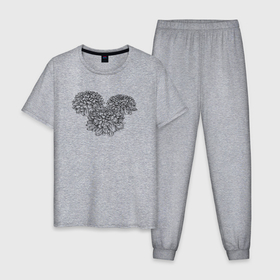 Мужская пижама хлопок с принтом Хризантема , 100% хлопок | брюки и футболка прямого кроя, без карманов, на брюках мягкая резинка на поясе и по низу штанин
 | 
