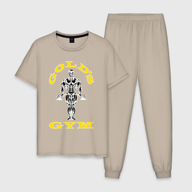Мужская пижама хлопок с принтом Зал голда бодибилдер в Белгороде, 100% хлопок | брюки и футболка прямого кроя, без карманов, на брюках мягкая резинка на поясе и по низу штанин
 | 