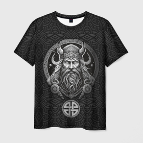 Мужская футболка 3D с принтом Один с символикой защиты воина в Санкт-Петербурге, 100% полиэфир | прямой крой, круглый вырез горловины, длина до линии бедер | 