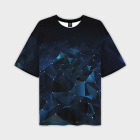 Мужская футболка oversize 3D с принтом Синие мелкие частицы калейдоскоп в Санкт-Петербурге,  |  | 