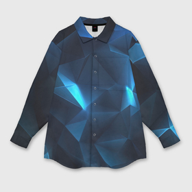 Мужская рубашка oversize 3D с принтом Синие частицы калейдоскоп в Санкт-Петербурге,  |  | 