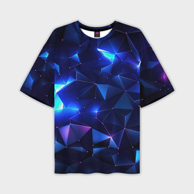 Мужская футболка oversize 3D с принтом Синие яркие мелкие осколки калейдоскоп в Санкт-Петербурге,  |  | 