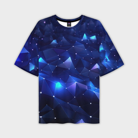 Мужская футболка oversize 3D с принтом Синие яркие мелкие  осколки калейдоскоп в Санкт-Петербурге,  |  | 