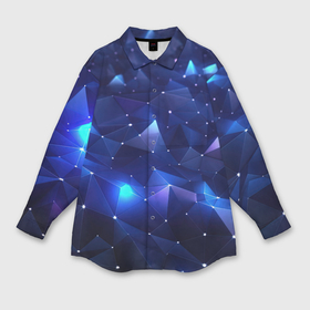 Мужская рубашка oversize 3D с принтом Синие яркие мелкие  осколки калейдоскоп в Санкт-Петербурге,  |  | 