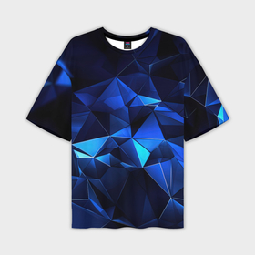 Мужская футболка oversize 3D с принтом Синие мелкие осколки  калейдоскоп в Санкт-Петербурге,  |  | 