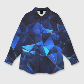 Мужская рубашка oversize 3D с принтом Синие мелкие осколки  калейдоскоп в Санкт-Петербурге,  |  | 