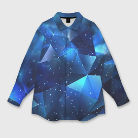 Мужская рубашка oversize 3D с принтом Калейдоскоп  из синих мелких осколок в Санкт-Петербурге,  |  | 