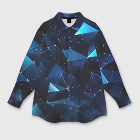 Мужская рубашка oversize 3D с принтом Синие осколки  из  мелких  абстрактных  частиц  калейдоскоп в Санкт-Петербурге,  |  | 