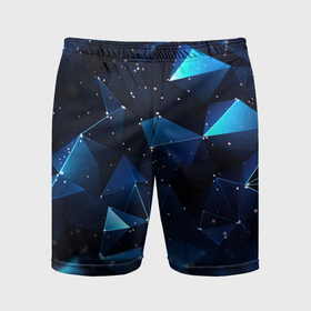 Мужские шорты спортивные с принтом Синие осколки  из  мелких  абстрактных  частиц  калейдоскоп ,  |  | 