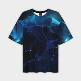 Мужская футболка oversize 3D с принтом Синие осколки из мелких абстрактных частиц в стиле калейдоскопа в Санкт-Петербурге,  |  | 