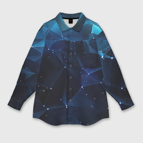 Мужская рубашка oversize 3D с принтом Синие осколки из мелких абстрактных частиц в стиле калейдоскопа в Санкт-Петербурге,  |  | 