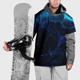 Накидка на куртку 3D с принтом Синие осколки из мелких абстрактных частиц в стиле калейдоскопа в Новосибирске, 100% полиэстер |  | 