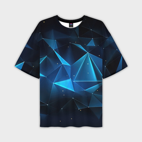 Мужская футболка oversize 3D с принтом Синие осколки из мелких абстрактных  частиц в стиле калейдоскопа в Санкт-Петербурге,  |  | 