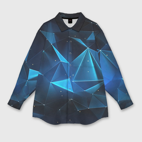 Мужская рубашка oversize 3D с принтом Синие осколки из мелких абстрактных  частиц в стиле калейдоскопа в Санкт-Петербурге,  |  | 