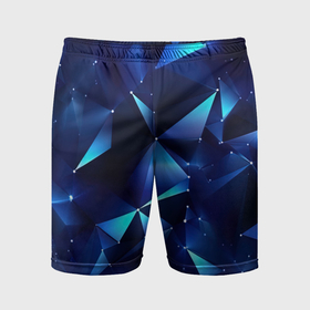 Мужские шорты спортивные с принтом Синие осколки  из мелких  абстрактных  частиц ,  |  | 