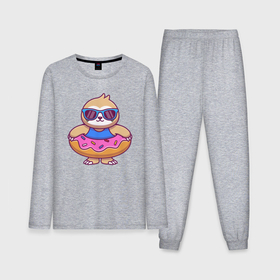 Мужская пижама с лонгсливом хлопок с принтом Пончик и ленивец в Курске,  |  | 