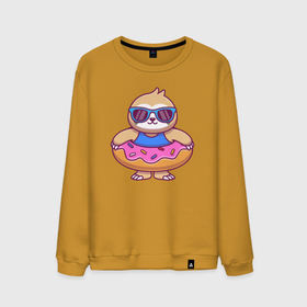 Мужской свитшот хлопок с принтом Пончик и ленивец в Курске, 100% хлопок |  | Тематика изображения на принте: 