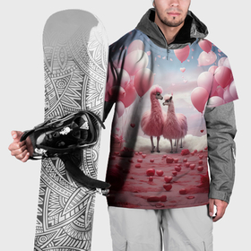 Накидка на куртку 3D с принтом Розовые влюбленные ламы в Курске, 100% полиэстер |  | 