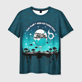 Мужская футболка 3D с принтом Пусть будет мир на планете в Новосибирске, 100% полиэфир | прямой крой, круглый вырез горловины, длина до линии бедер | 