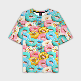 Мужская футболка oversize 3D с принтом Глазурные пончики в Тюмени,  |  | 