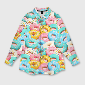 Мужская рубашка oversize 3D с принтом Глазурные пончики ,  |  | 