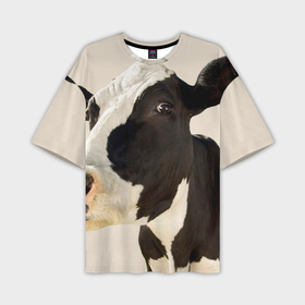 Мужская футболка oversize 3D с принтом Настоящая корова ,  |  | 