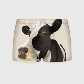 Мужские трусы 3D с принтом Настоящая корова в Кировске, 50% хлопок, 50% полиэстер | классическая посадка, на поясе мягкая тканевая резинка | 