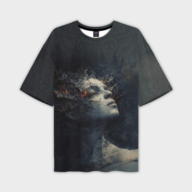 Мужская футболка oversize 3D с принтом Великанша в зимнем лесу в Тюмени,  |  | Тематика изображения на принте: 