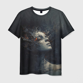 Мужская футболка 3D с принтом Великанша в зимнем лесу в Екатеринбурге, 100% полиэфир | прямой крой, круглый вырез горловины, длина до линии бедер | Тематика изображения на принте: 