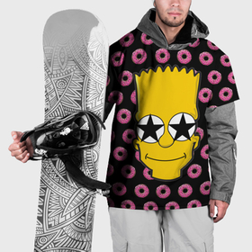 Накидка на куртку 3D с принтом Барт Симпсон на фоне пончиков в Санкт-Петербурге, 100% полиэстер |  | Тематика изображения на принте: 