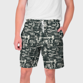 Мужские шорты 3D с принтом Абстрактная газетная тематика в Санкт-Петербурге,  полиэстер 100% | прямой крой, два кармана без застежек по бокам. Мягкая трикотажная резинка на поясе, внутри которой широкие завязки. Длина чуть выше колен | 