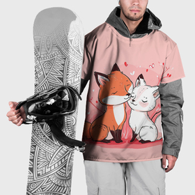 Накидка на куртку 3D с принтом Влюбленные милые лисички в Петрозаводске, 100% полиэстер |  | Тематика изображения на принте: 