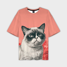 Мужская футболка oversize 3D с принтом Недовольный кот в день Святого Валентина в Белгороде,  |  | Тематика изображения на принте: 