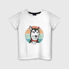 Детская футболка хлопок с принтом Huskies are in turmoil в Тюмени, 100% хлопок | круглый вырез горловины, полуприлегающий силуэт, длина до линии бедер | 