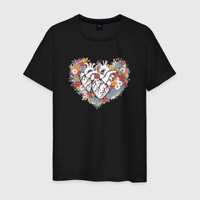 Мужская футболка хлопок с принтом Два сердца в одном в Тюмени, 100% хлопок | прямой крой, круглый вырез горловины, длина до линии бедер, слегка спущенное плечо. | Тематика изображения на принте: 