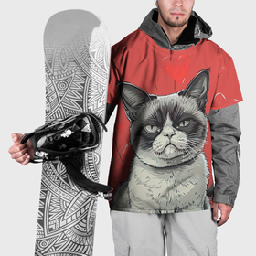 Накидка на куртку 3D с принтом Недовольный кот на день святого Валентина в Курске, 100% полиэстер |  | Тематика изображения на принте: 