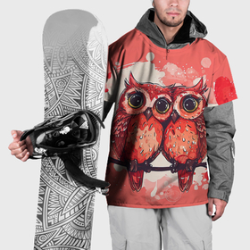 Накидка на куртку 3D с принтом Влюбленные  совушки в Тюмени, 100% полиэстер |  | 
