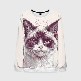 Мужской свитшот 3D с принтом Кот АнтиВалентин в городе Новоалтайск, 100% полиэстер с мягким внутренним слоем | круглый вырез горловины, мягкая резинка на манжетах и поясе, свободная посадка по фигуре | 