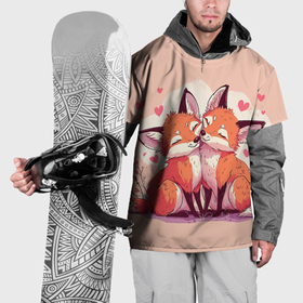 Накидка на куртку 3D с принтом Влюбленные рыжие лисички в Петрозаводске, 100% полиэстер |  | Тематика изображения на принте: 