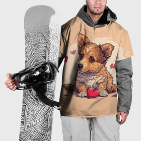 Накидка на куртку 3D с принтом Влюбленная собачка с сердечками , 100% полиэстер |  | 