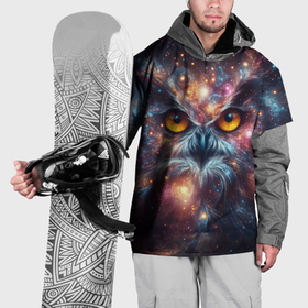 Накидка на куртку 3D с принтом Портрет абстрактной совы в космическом пространстве в Тюмени, 100% полиэстер |  | 