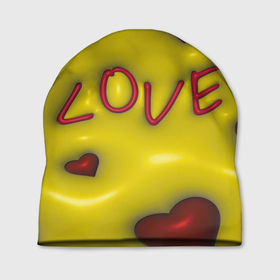 Шапка 3D с принтом Love эффект раздувания в Архангельске, 100% полиэстер | универсальный размер, печать по всей поверхности изделия | 